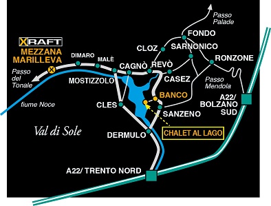 Cartina Rio Novella escursioni in canoa come raggiungere